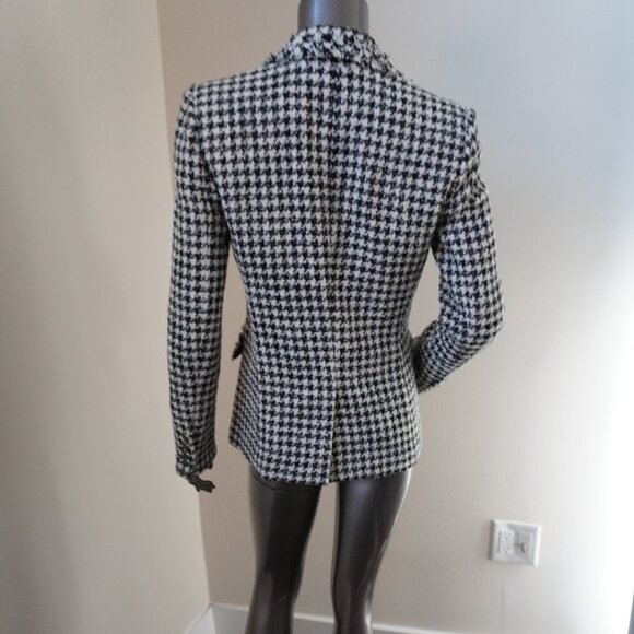 Veronica Beard Taja Houndstooth Jacket Tweed Double Breasted Blazer Size 4 - Picture 4 of 8